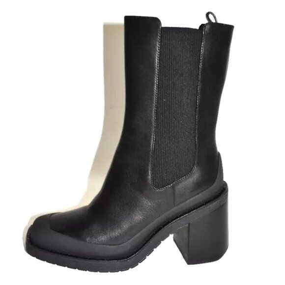 New! Tory Burch Expedition Leather 8 M Chelsea Black Boots DD417 - Picture 2 of 7